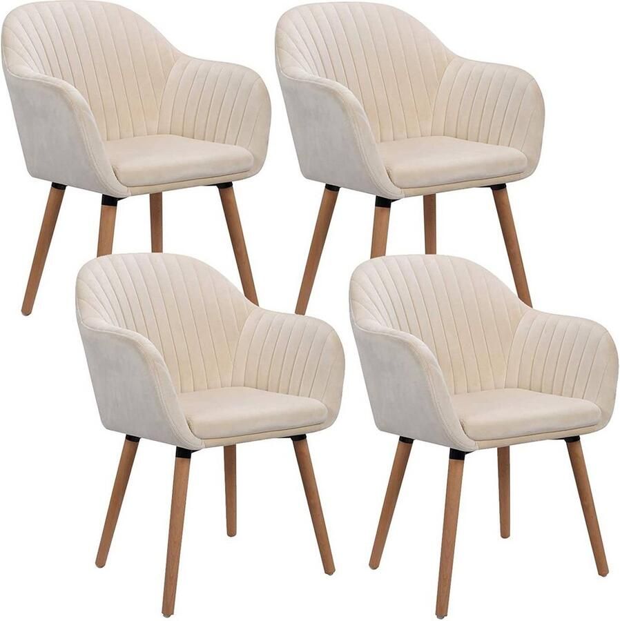Rootz Living Rootz set van 4 eetkamerstoelen fluwelen stoelen comfortabele zitting ergonomisch ontwerp duurzame constructie eenvoudige montage 81 cm x 40 cm x 40 cm