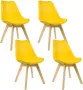 Furnibella Set van 4 eetkamerstoelen keukenstoel design stoel eetkamerstoel kunstleer en hout - Thumbnail 2