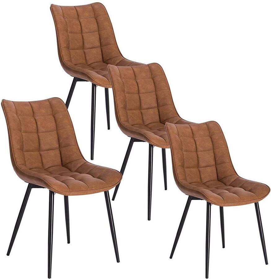 Rootz Living Rootz Set van 4 eetkamerstoelen keukenstoelen bureaustoelen kunstleer ergonomisch ontwerp duurzaam en comfortabel antislip zitmaat 46 x 40 5 cm