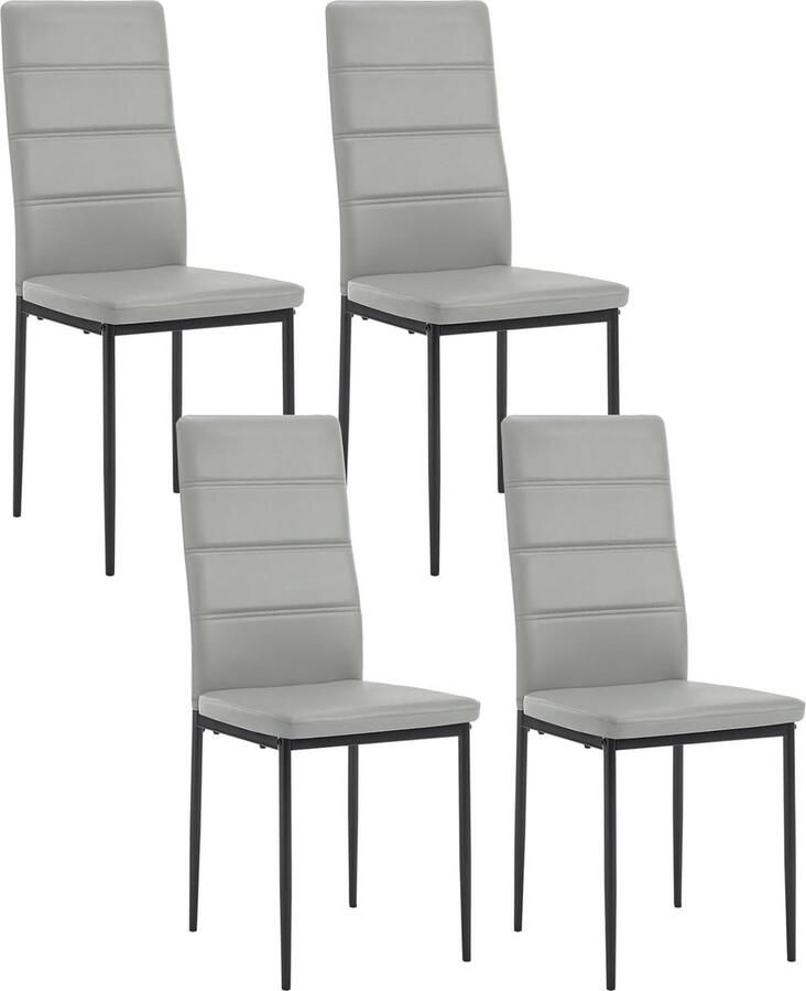 Set van 4 eetkamerstoelen keukenstoelen comfortabel eetstoelen met hoge rugleuning metalen poten make-upstoel gestoffeerde stoel voor eetkamer keuken woonkamer kunstleer