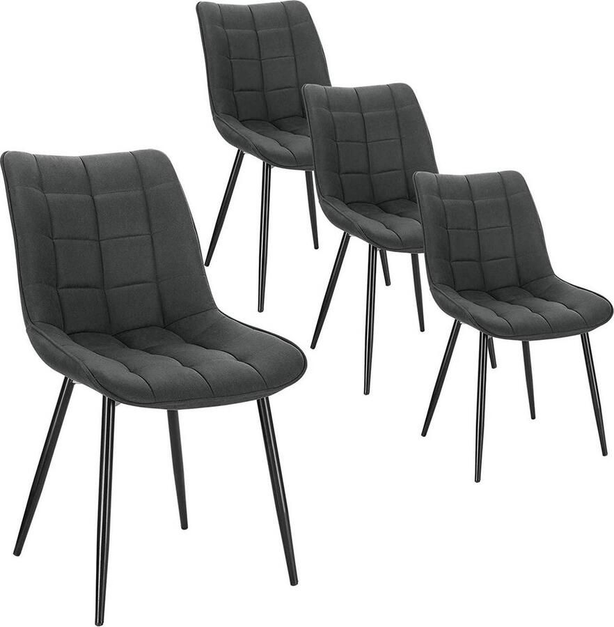 Rootz Living Rootz Set van 4 eetkamerstoelen keukenstoelen gestoffeerde stoelen comfortabele gewatteerde zitting duurzaam metalen frame vloerbescherming 85 5 cm x 46 cm x 40 5 cm