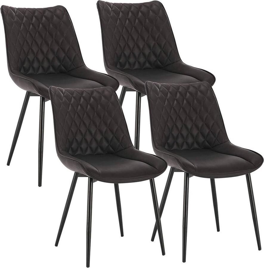 Rootz Living Rootz Set van 4 eetkamerstoelen keukenstoelen moderne zitplaatsen duurzaam comfortabel gemakkelijk schoon te maken kunstleer 46 cm x 40 5 cm x 85 5 cm