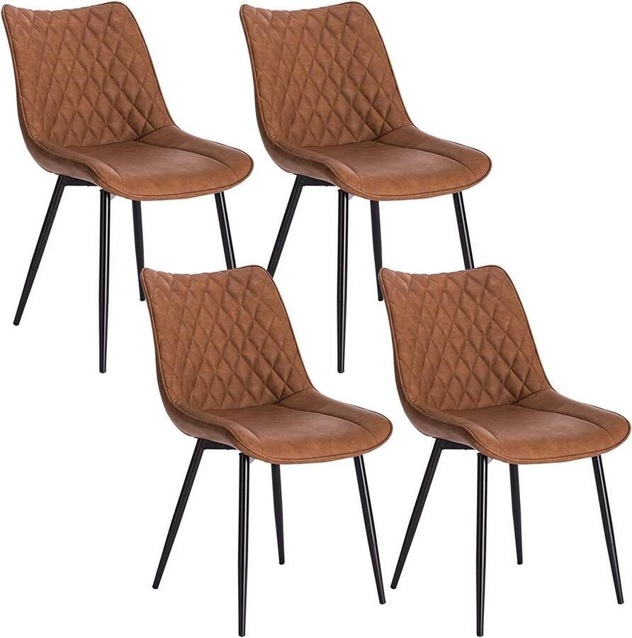 Rootz Living Rootz Set van 4 eetkamerstoelen Keukenstoelen Moderne zitplaatsen Duurzaam metalen frame Ergonomisch ontwerp Gemakkelijk schoon te maken 46 cm x 40 5 cm x 85 5 cm