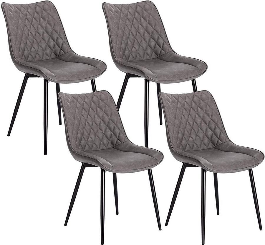 Rootz Living Rootz Set van 4 eetkamerstoelen keukenstoelen moderne zitting duurzaam metalen frame ergonomisch comfort eenvoudige montage zitting 46 x 40 5 cm
