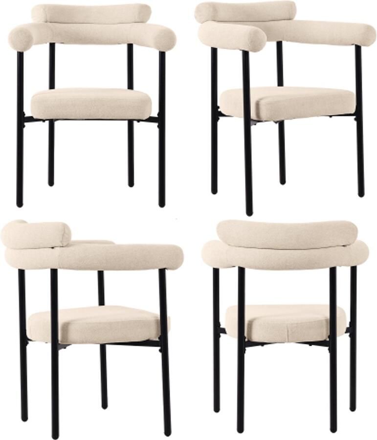 Gotagee 4 eetkamerstoelen moderne en eenvoudige eetkamerstoelen van suède stof ringstoelen geschikt voor eetkamers woonkamers en studeerkamers crèmekleurig