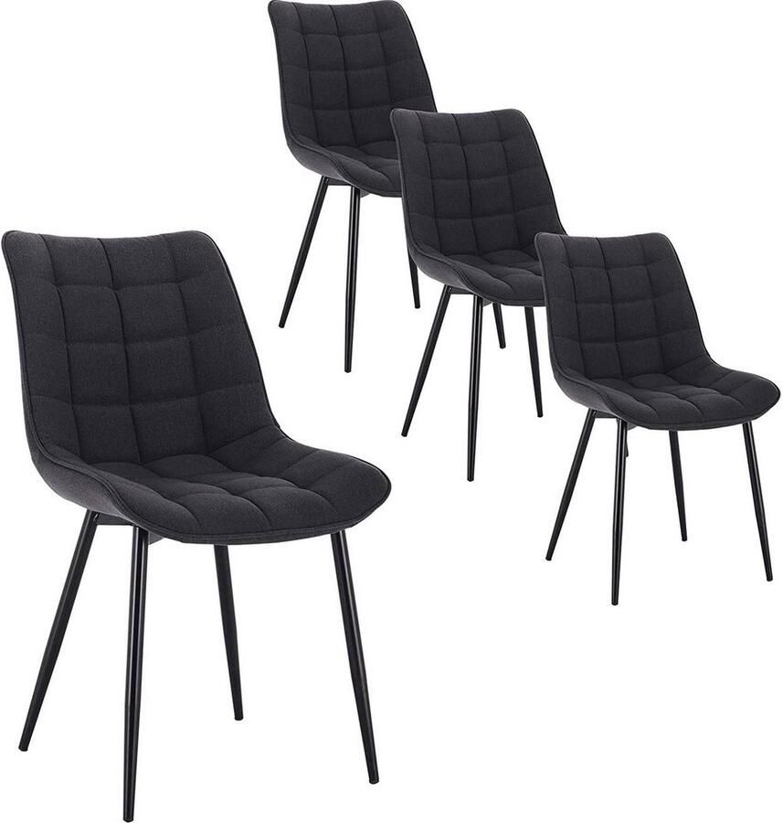 Rootz Living Rootz Set van 4 eetkamerstoelen Moderne keukenstoelen Comfortabel zitten Duurzaam en ergonomisch ontwerp Vloerbescherming Linnen en metaal 85 5 cm x 46 cm x 40 5 cm