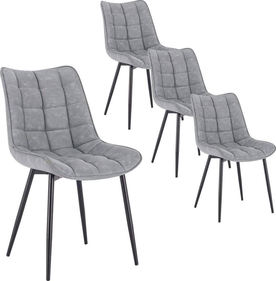Rootz Living Rootz Set van 4 eetkamerstoelen Moderne keukenstoelen Stijlvolle zitplaatsen Duurzaam kunstleer Ergonomisch ontwerp Vloerbescherming 85 5 cm x 46 x 40 5 cm