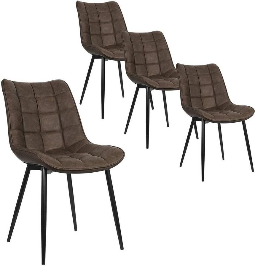 Rootz Living Rootz Set van 4 eetkamerstoelen Moderne keukenstoelen Stijlvolle zitplaatsen Duurzaam kunstleer Ergonomisch comfort Vloerbescherming 46 cm x 40 5 cm x 85 5 cm