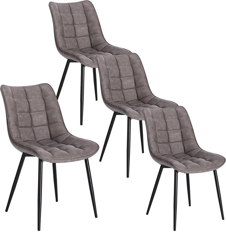 Rootz Living Rootz Set van 4 eetkamerstoelen Moderne keukenstoelen Stijlvolle zitting Duurzaam metalen frame Ergonomisch ontwerp Gemakkelijk schoon te maken kunstleer Antislipkussens 85 5 cm x 46 cm x 40 5 cm