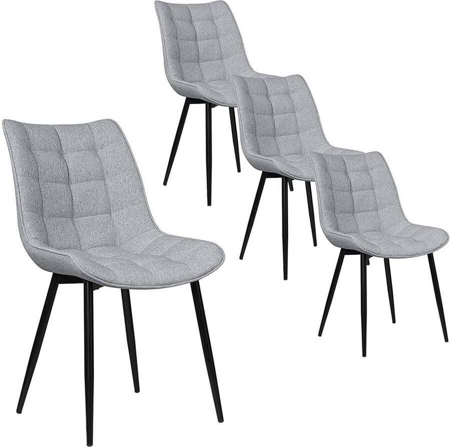 Rootz Living Rootz Set van 4 eetkamerstoelen Moderne keukenstoelen Stijlvolle zitting Duurzaam metalen frame Ergonomisch comfort Vloerbescherming 46 x 40 5 cm zitmaat
