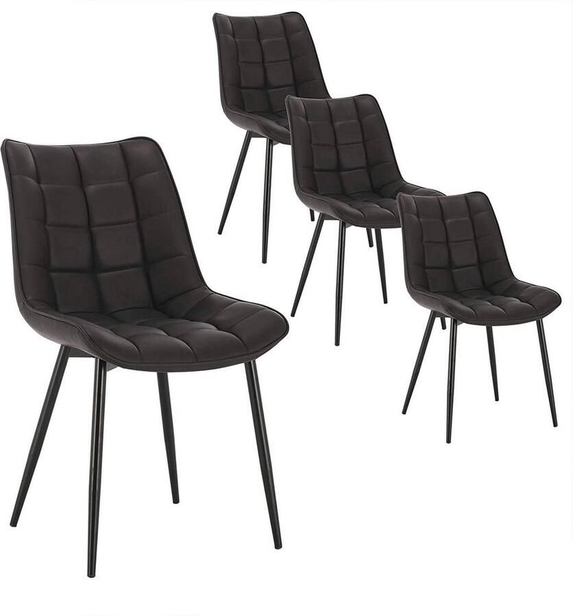 Rootz Living Rootz Set van 4 eetkamerstoelen Moderne stoelen Stijlvolle zitting Duurzame constructie Ergonomisch comfort Veelzijdig ontwerp Kunstleer met metalen poten 85 5 cm x 46 x 40 5 cm