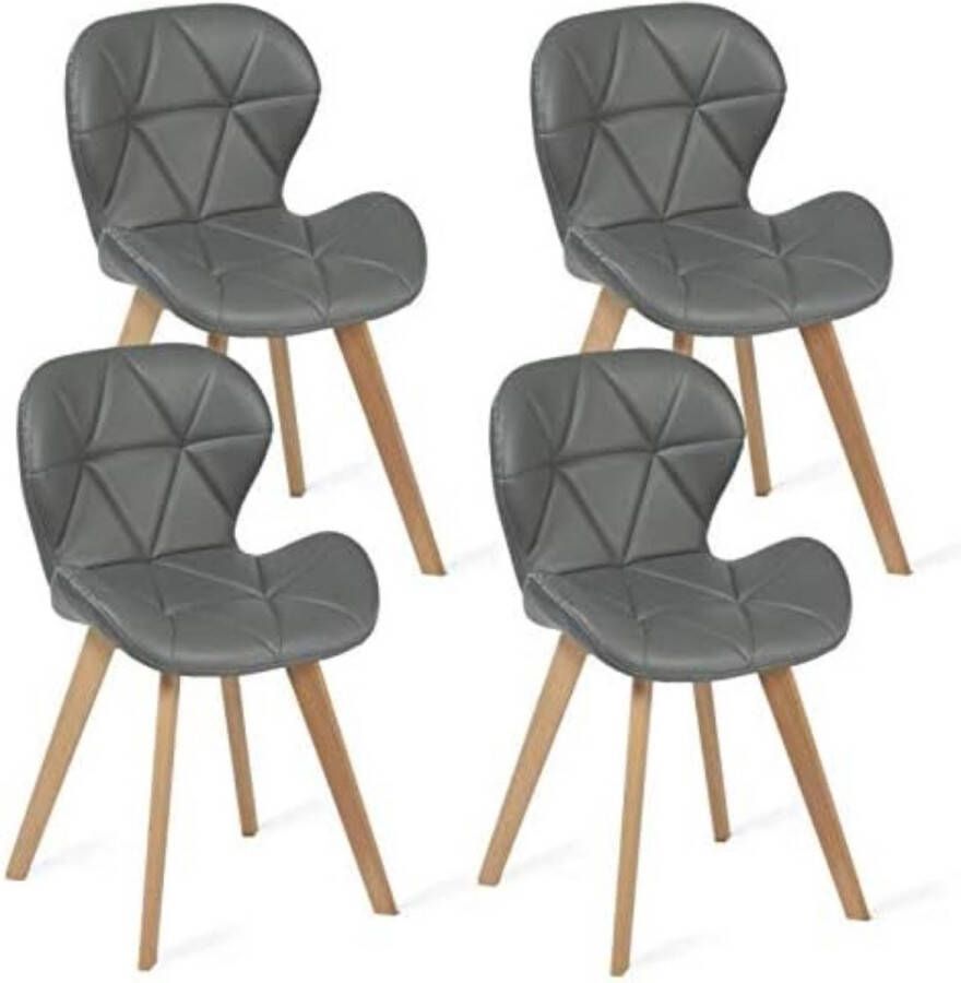 Set van 4 eetkamerstoelen Robine van PU donkergrijs