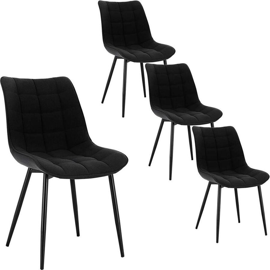 Rootz Living Rootz Set van 4 eetkamerstoelen Stijlvolle zitting Comfortabele stoelen Duurzaam metalen frame Ergonomisch ontwerp Vloerbescherming Linnen bekleding 85 5 cm x 46 x 40 5 cm