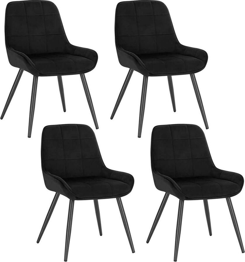 Rootz Living Rootz set van 4 eetkamerstoelen stoelen met fluwelen accenten gestoffeerde stoelen ergonomisch ontwerp duurzame structuur vloerbescherming 81 5 cm x 38 cm x 43 cm