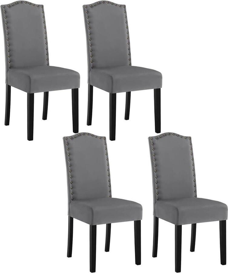 Rootz Living Rootz Set van 4 eetkamerstoelen stoelen met hoge rugleuning fluwelen zitting ergonomisch ontwerp duurzame constructie vloerbescherming 47 cm x 103 cm x 63 cm