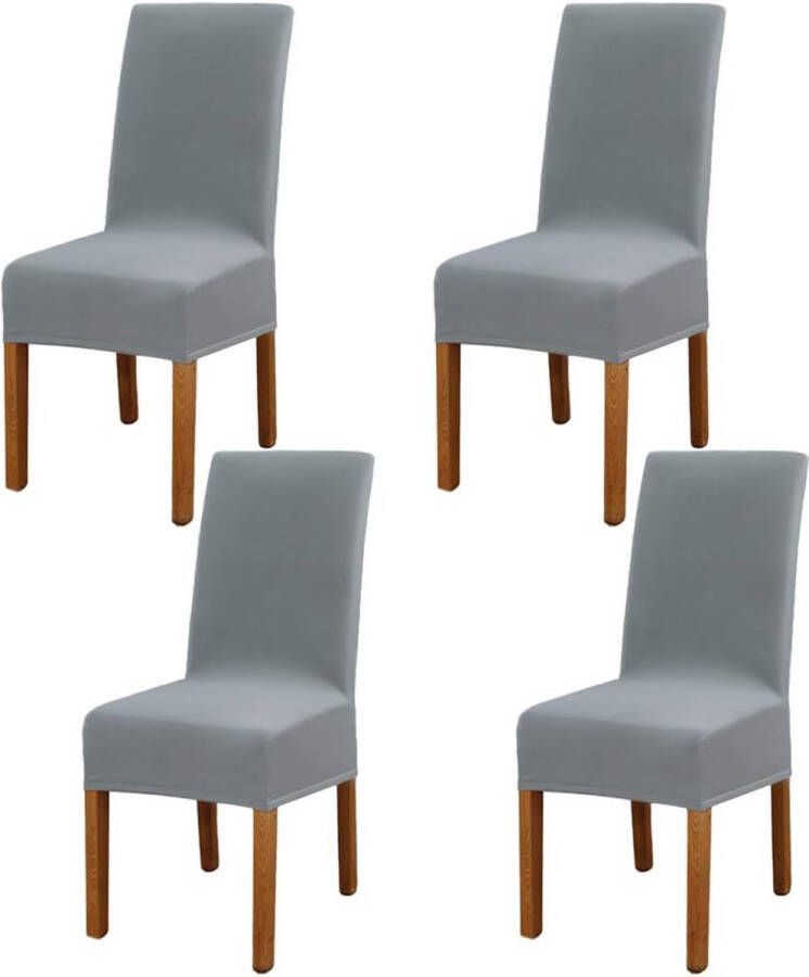 Set van 4 eetkamerstoelhoezen afneembare wasbare elastische moderne beschermer stoelhoes rekbare stoelhoezen voor bruiloftsfeesten banket eetkamer hotel restaurantdecor (zilvergrijs)