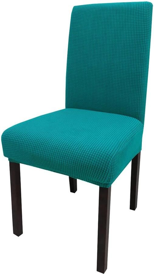 Set van 4 Eetkamerstoelhoezen Stoelbeschermer Zwartachtig Groen Jacquard Spandex