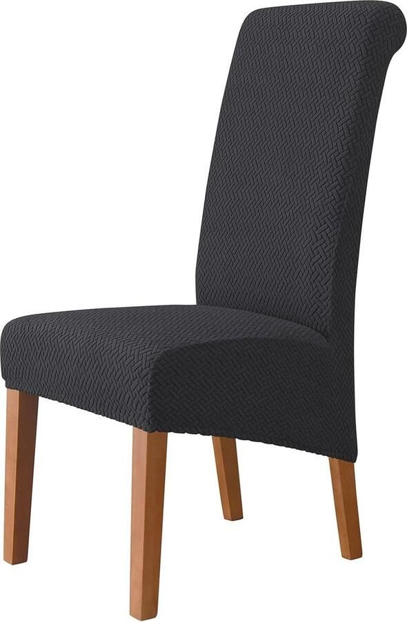 Set van 4 elastische stoelhoezen voor grote stoelen met hoge rugleuning Zwarte wasbare covers