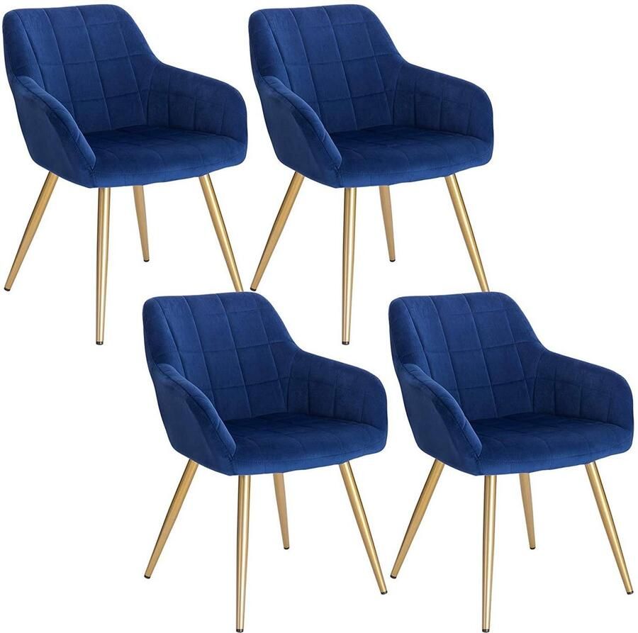 Rootz Living Rootz set van 4 fluwelen eetkamerstoelen elegante stoelen comfortabele zitting luxe bekleding duurzame constructie 43 cm x 55 cm x 81 cm