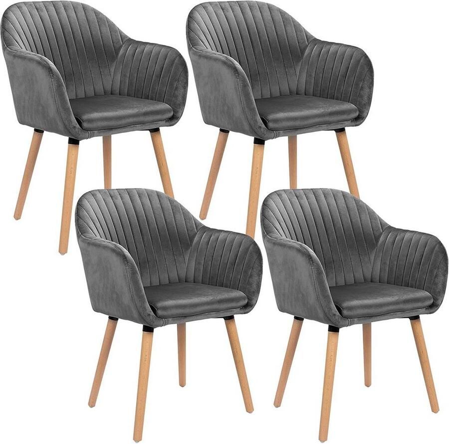 Rootz Living Rootz Set van 4 fluwelen eetkamerstoelen Elegante zitting Comfortabele stoelen Ergonomisch ontwerp Duurzame constructie Eenvoudige montage 81 cm x 40 cm x 42 cm