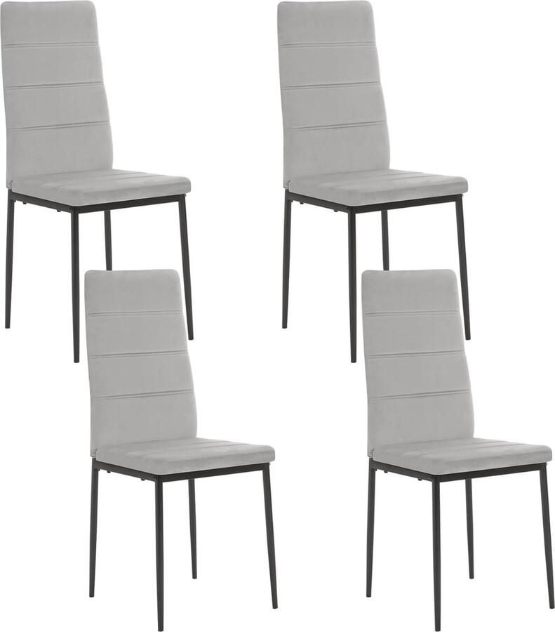 Set van 4 Fluwelen Eetkamerstoelen met Hoge Rugleuning Comfortabele en Moderne Keuken- en Woonkamerstoelen