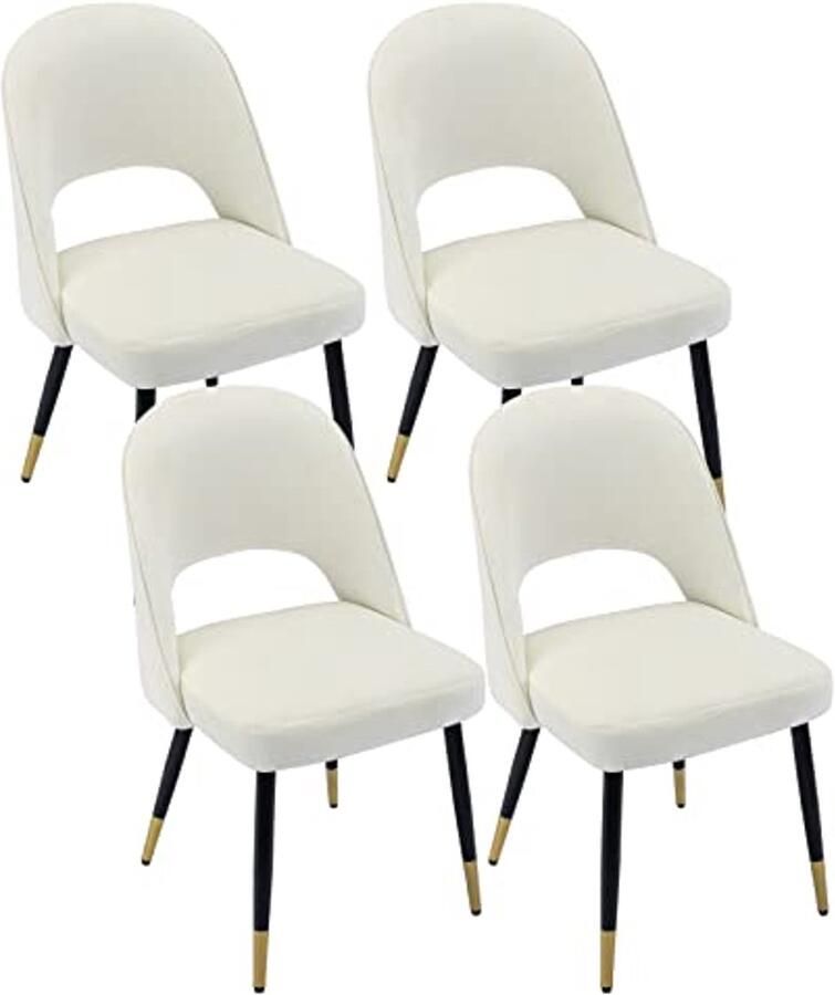 Set van 4 Fluwelen Eetkamerstoelen Moderne Armloze Stoelen voor Keuken en Woonkamer
