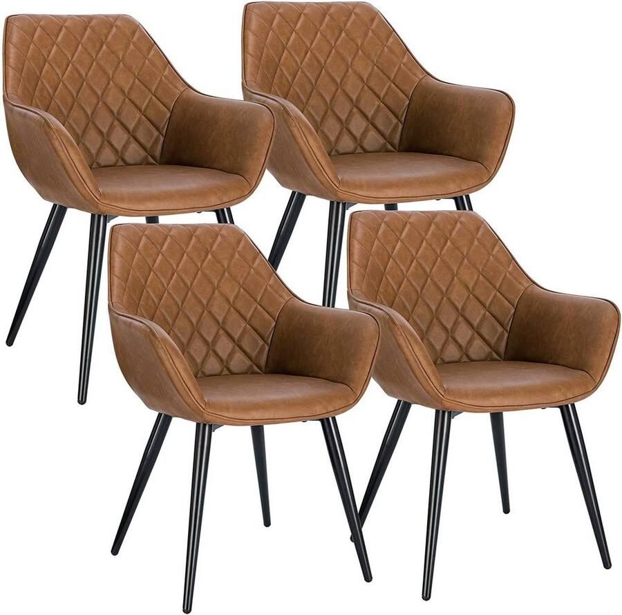 Rootz Living Rootz Set van 4 gestoffeerde eetkamerstoelen Fauteuils Kunstleerstoelen Comfortabel en ergonomisch Duurzaam en stabiel Veelzijdige stijl 84 cm x 41 cm x 45 cm