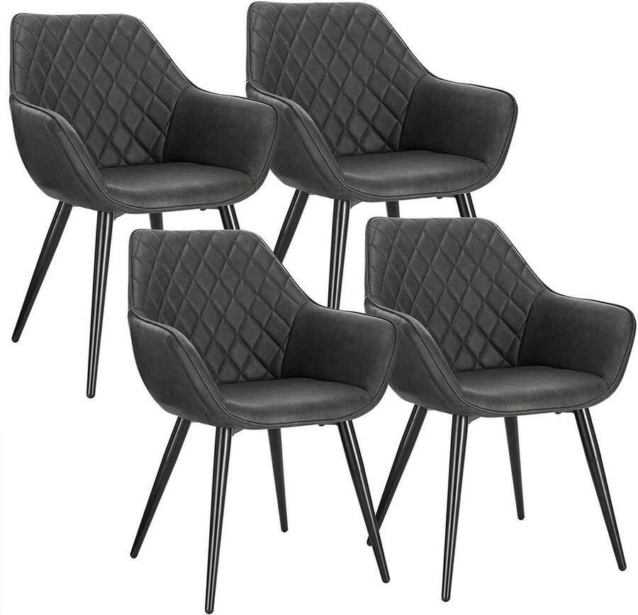 Rootz Living Rootz Set van 4 gestoffeerde eetkamerstoelen Fauteuils Kunstleren stoelen Comfortabel en ergonomisch Duurzaam en robuust Veelzijdig en stijlvol 41 cm x 45 cm zitting 84 cm hoogte