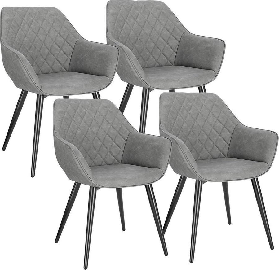 Rootz Living Rootz Set van 4 gestoffeerde eetkamerstoelen Fauteuils Kunstleren stoelen Comfortabel en ergonomisch Duurzaam en stevig Gemakkelijk schoon te maken 84 cm x 41 cm x 45 cm