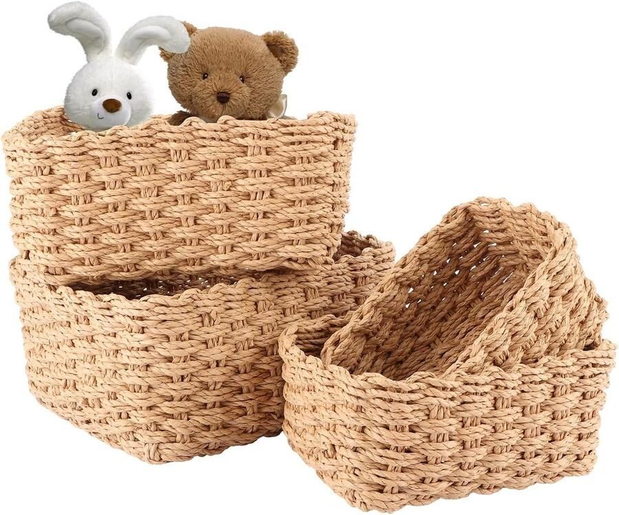 Set van 4 gevlochten opbergmanden Boho stijl Decoratief en praktisch Voor woonkamer keuken en slaapkamer