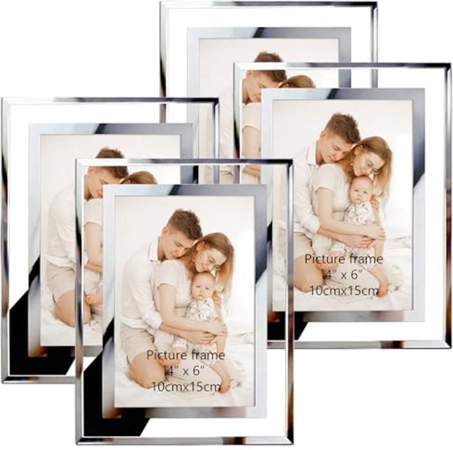 Set van 4 glazen fotolijsten 10x15cm Ideaal voor tafel- en woondecoratie