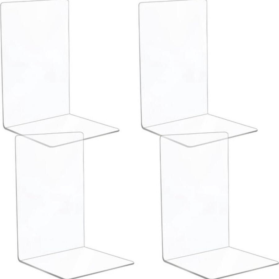 Set van 4 helder acryl boekenstandaarden L-vormige boekensteunen voor plank boekenhouder organisator antislip decoratieve boekensteunen acryl boekensteunen voor desktop school kantoor bibliotheek