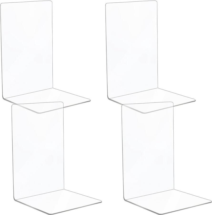 Set van 4 helder acryl boekenstandaarden L-vormige boekensteunen voor plank boekenhouder organisator antislip decoratieve boekensteunen acryl boekensteunen voor desktop school kantoor bibliotheek