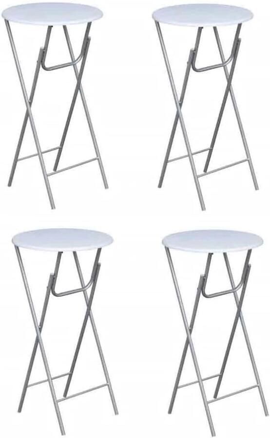 Set van 4 Inklapbare Bartafels met MDF Tafelblad en Sterke Stalen Poten