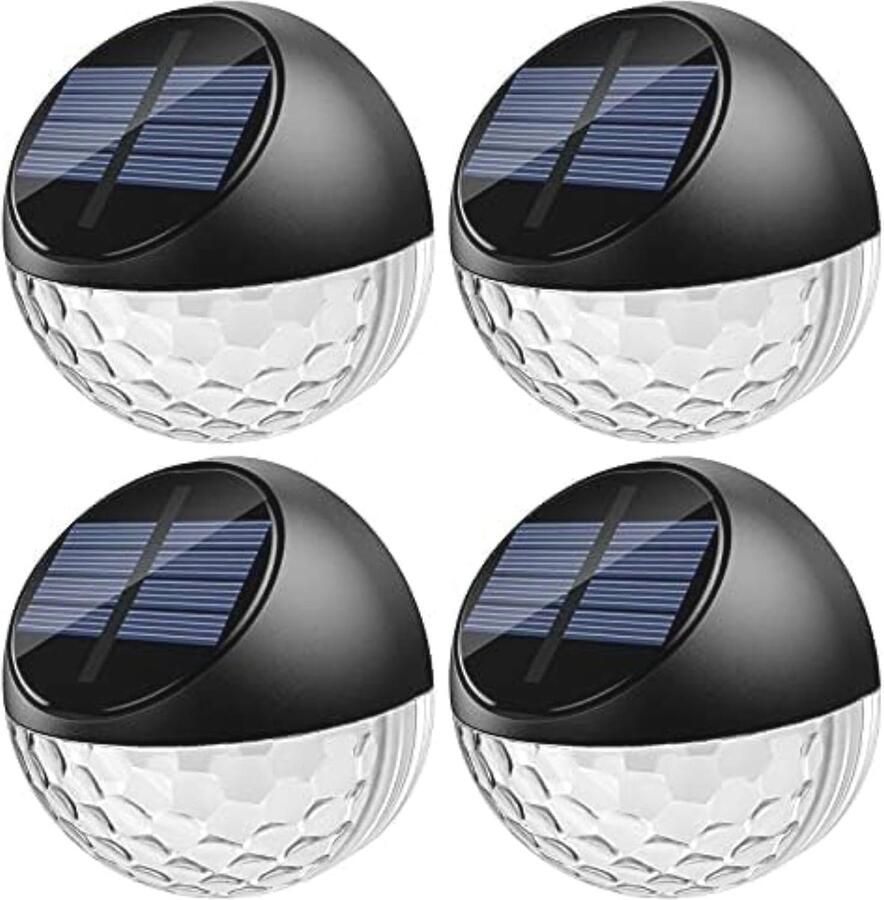 Set van 4 IP65 Solar Wandlampen Buiten Warm Wit Tuinverlichting voor Buitenmuren en Terrassen