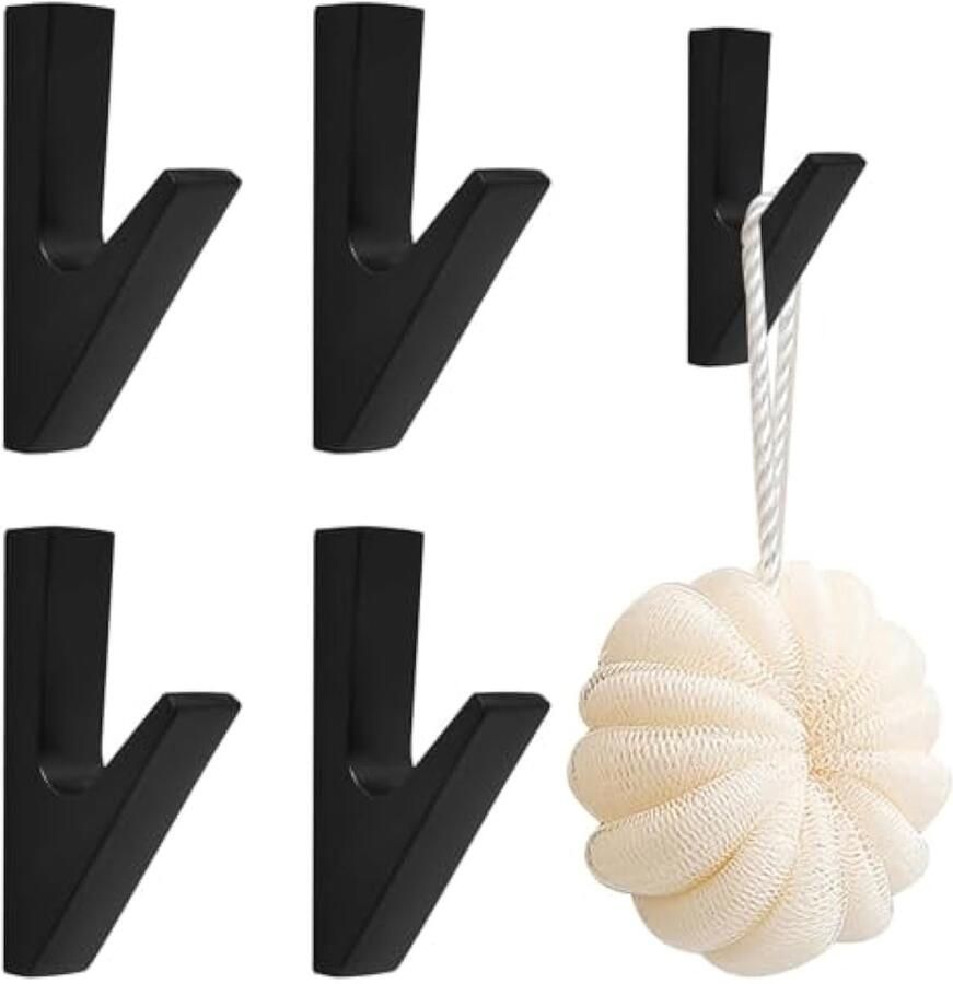 Set van 4 kapstokhaken mat zwart robuuste kledinghaken van aluminiumlegering wandhaken met schroeven voor badkamer keuken hal en slaapkamer roestvrije garderobehaken draagkracht tot 10 kg