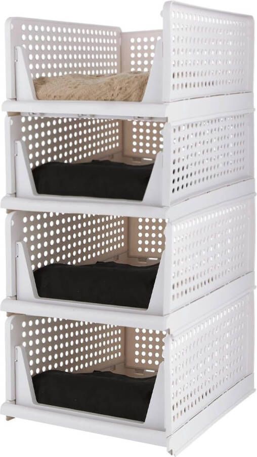 Set van 4 kledingkastorganizer witte kastorganizer ladekast kledingkast kunststof kastorganizer kledingkast voor slaapkamer kledingkast binnen keuken badkamer