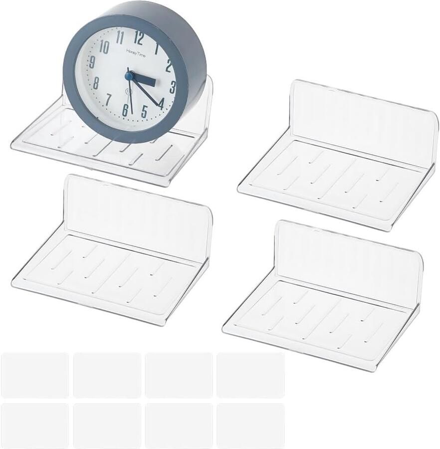 Set van 4 Kleine Floating Shelves Acryl Wandplank Plak Floating Shelves Wandgemonteerde Onzichtbare Planken voor Slaapkamers Speakers en Decoratie