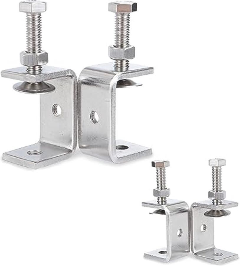 Set van 4 kleine roestvrijstalen C-klemmen verstelbare klemmen voor houtbewerking en lassen