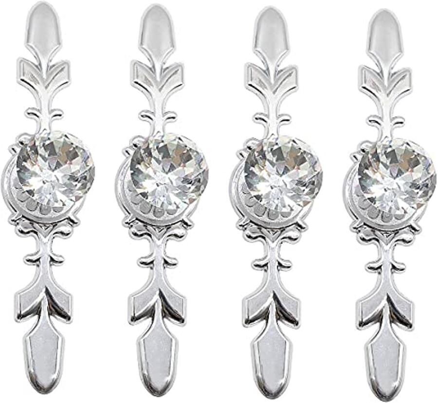 Set van 4 Kristallen Deurknoppen voor Kledingkasten en Meubels