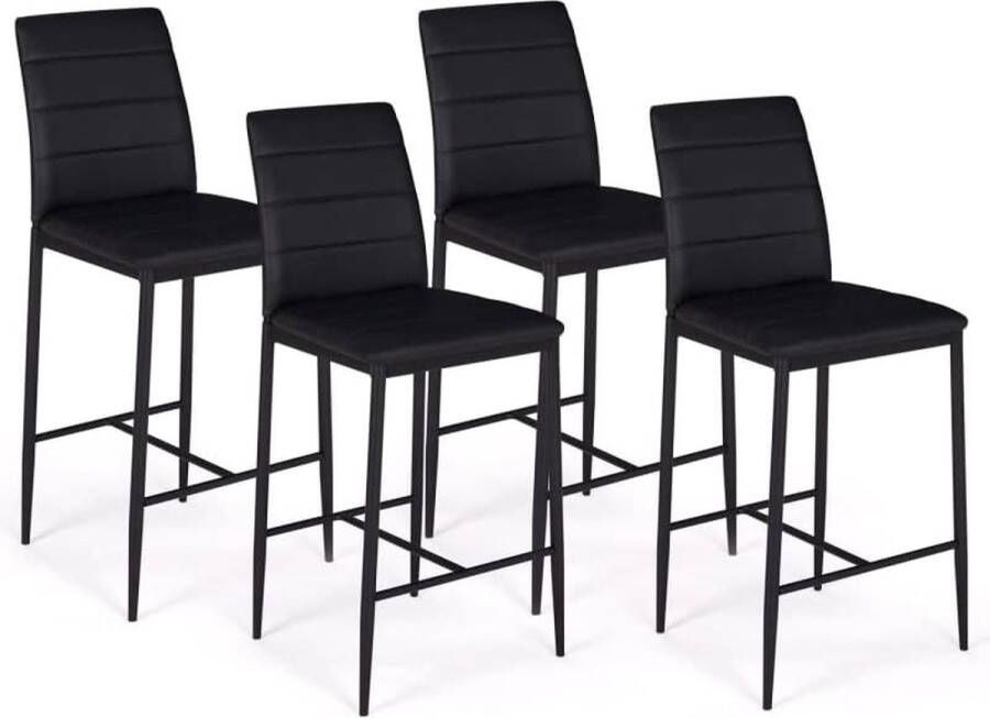 Set van 4 krukken van pvc zwart modern design gevoerde barstoelen