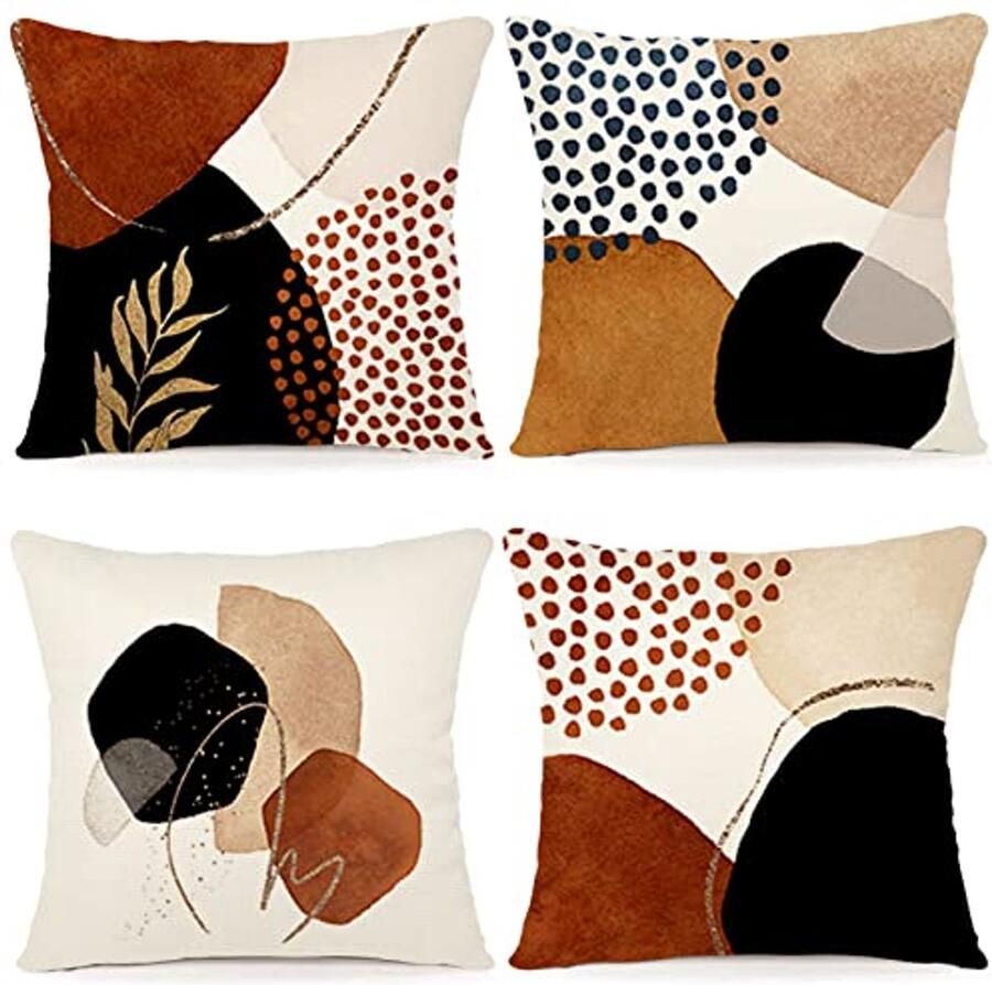 Set van 4 Kussenslopen 40 x 40cm Katoenlinnen voor Bank en Slaapkamer Decoratieve Kussens voor een Boho Interieur