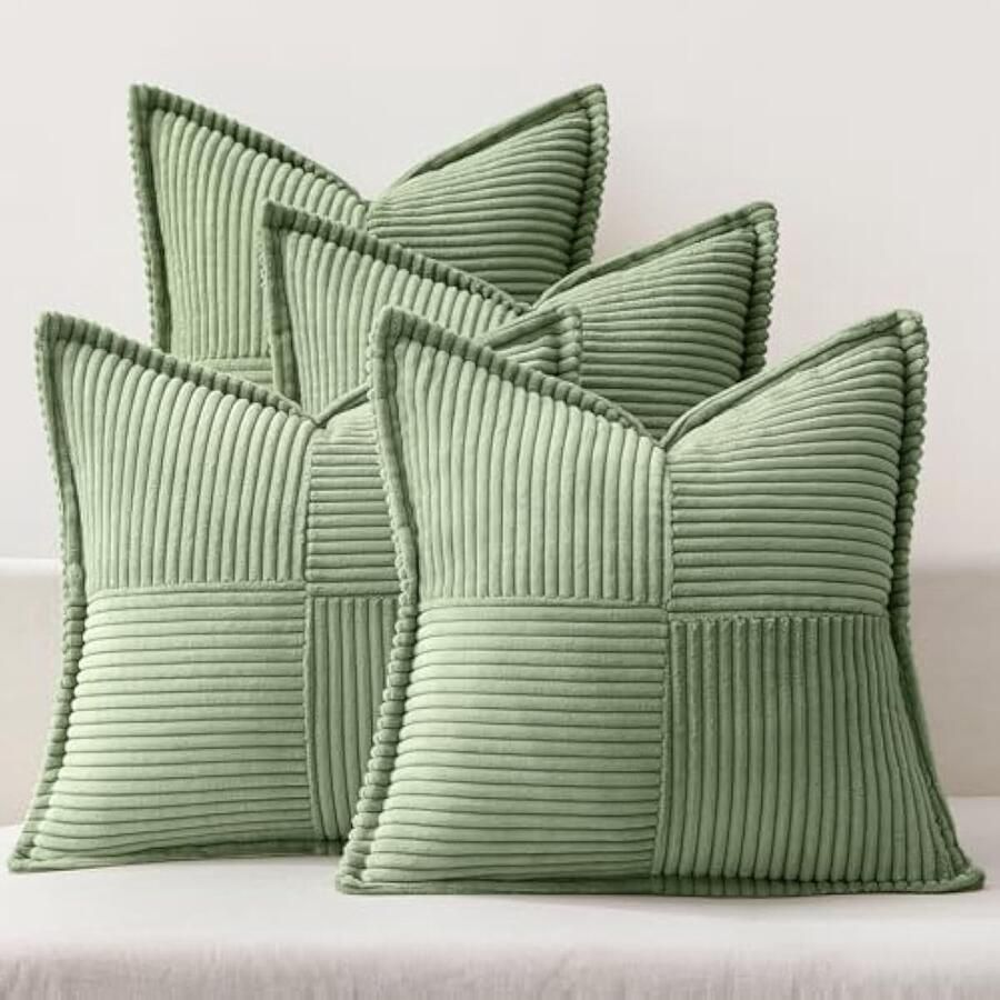 Set van 4 kussenslopen granula's voor kussens zacht vierkant decoratief voor bank of bed van polyester mix 40 x 40 cm groen