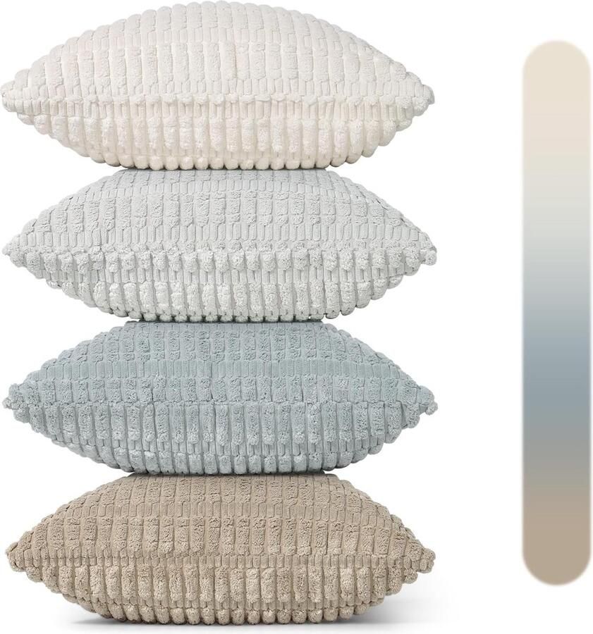 Set van 4 Kussenslopen Sierkussenhoezen Geschikt voor Banken Corduroy Fluweel 40 x 40 cm