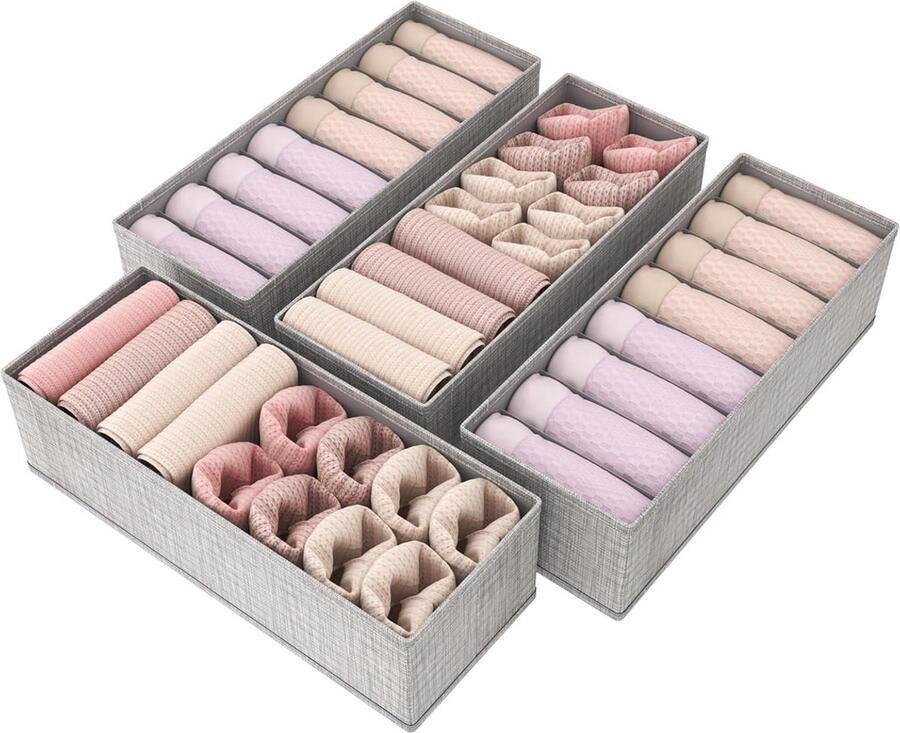 Set van 4 lade-organizers ideaal voor kledingopslag 4 stuks grijs