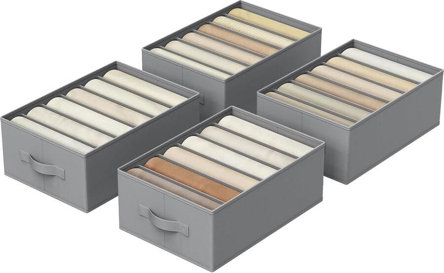 Lade-organizers Set van 4 Opvouwbare Kledingorganizers 6 Vakken 42 x 30 x 17 cm Duifgrijs