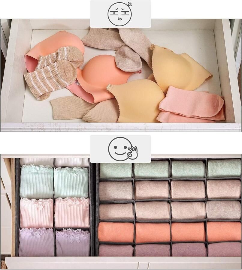 Bastix Set van 4 lade-organizers voor ondergoedopbergdozen - Foto 2