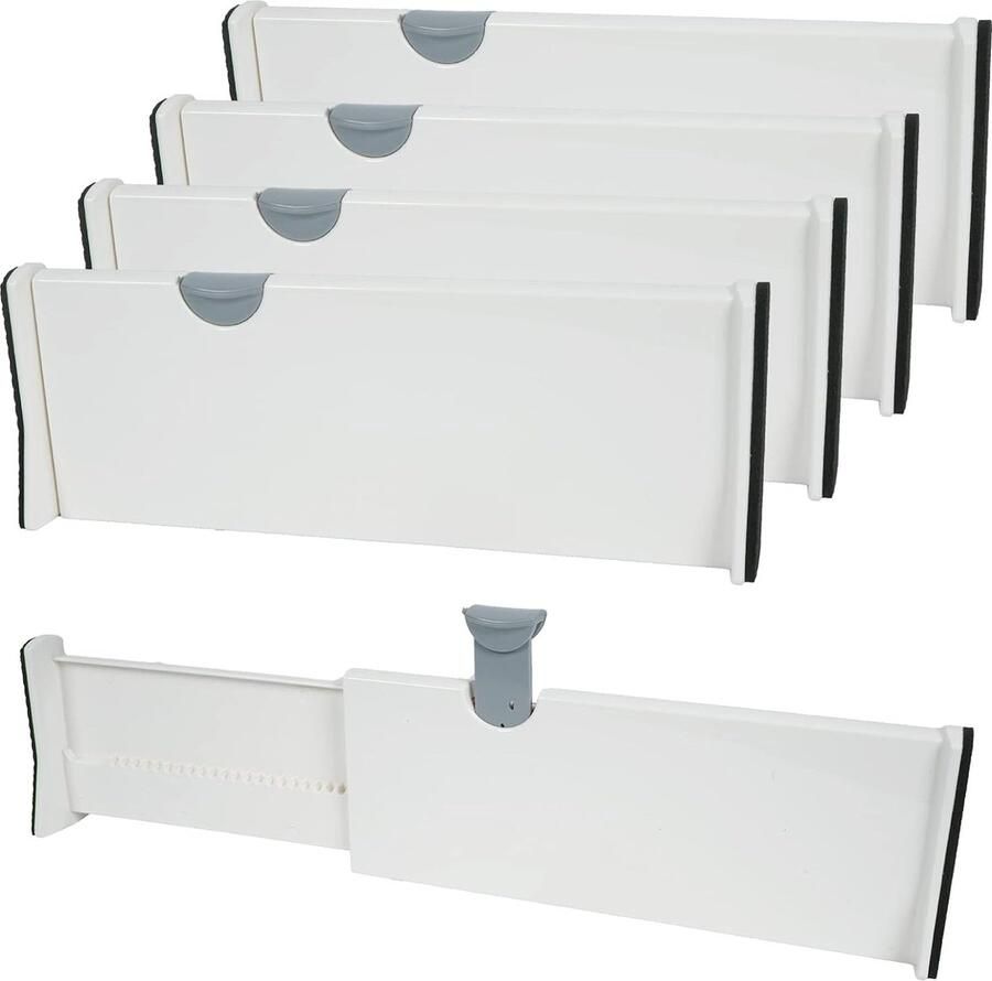 Set van 4 ladeverdelers verstelbaar keukenladeverdelers organizers 27 8 43 5 cm kunststof ladeverdeler lade-organizer voor keuken commode badkamer slaapkamer