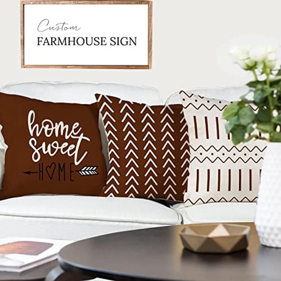 Set van 4 Linnen Kussenhoezen 40x40cm Decoratieve Kussenslopen voor Sofa en Bed