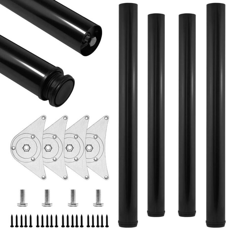 Set van 4 metalen tafelpoten meubelpoten hoogte 710 mm in hoogte verstelbaar +20 mm diameter 60 mm verstelbare voeten bureaupoten verstelbare voeten stevige steunpoten voor werkbladen (zwart